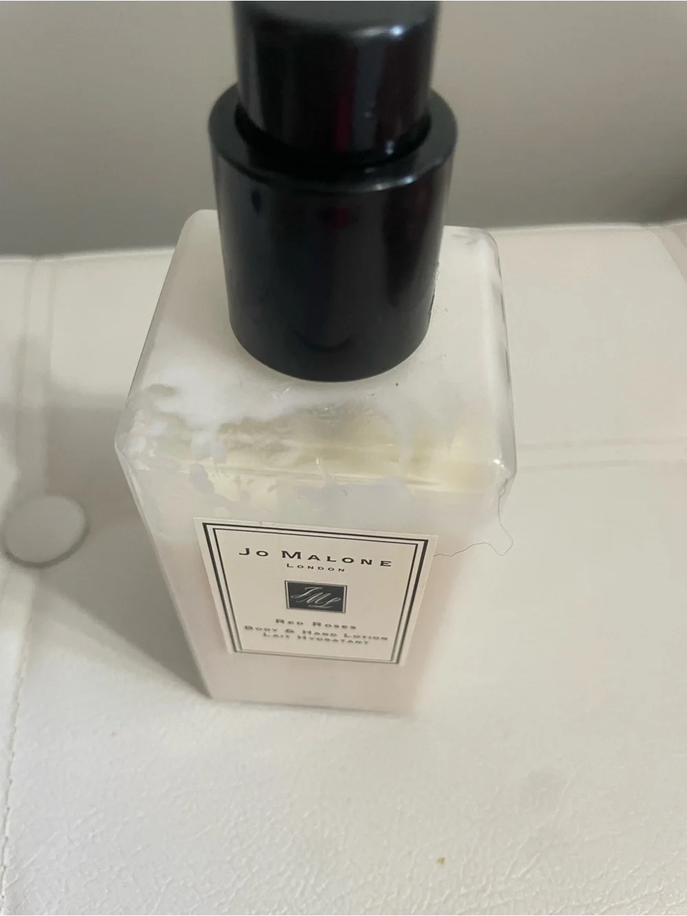 Jo Malone Body & Hand Lotion Bottle - . Red Roses. About 80 percent. Top scent.